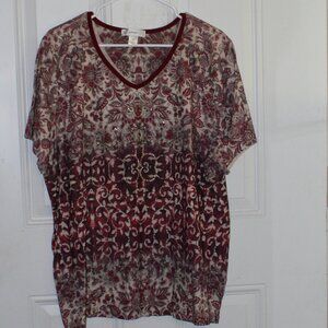 CJ Banks Short Sleeved Top Rhinestone Embellishments on Front Size 2X